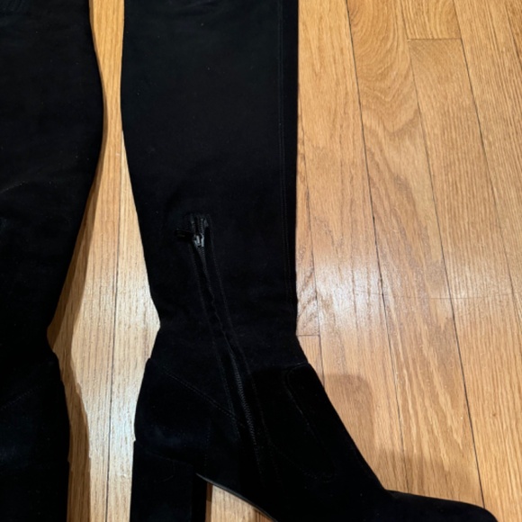 VINCE - Blythe Tall Black Suede Block Heel Boots - Picture 6 of 10